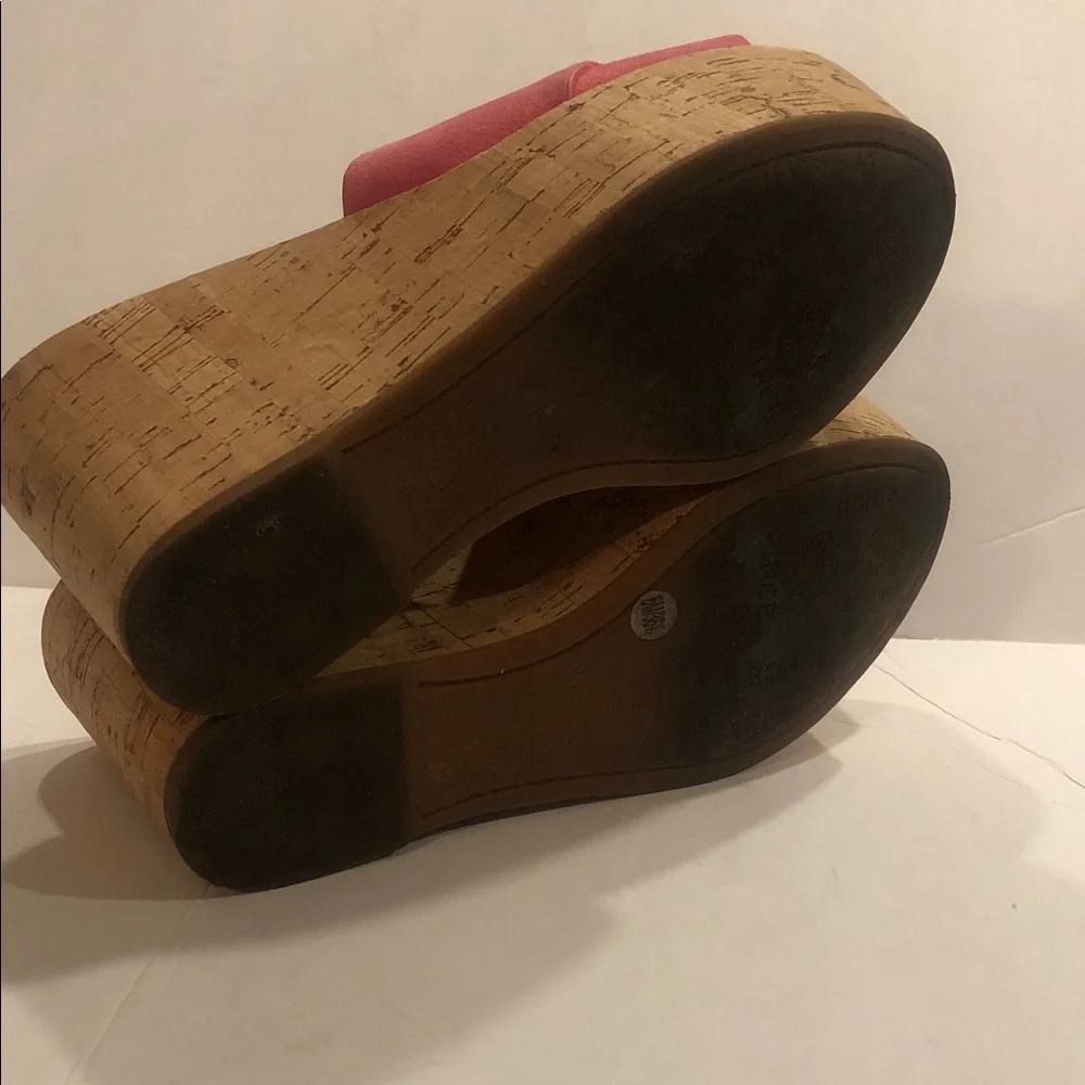 Vince Camuto Kessina Mule Soft Pink Suede Leather Cork Platform Wedge Sandal - Picture 7 of 9